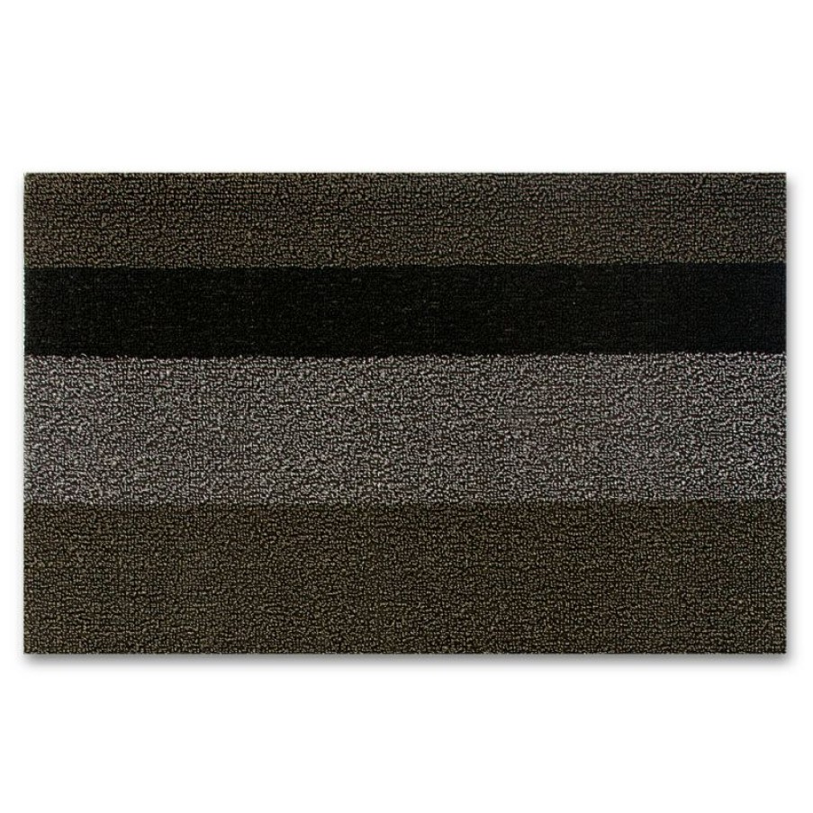 Furnishings * | Chilewich Bold Stripe Shag Doormat Silver & Black Small New Collections