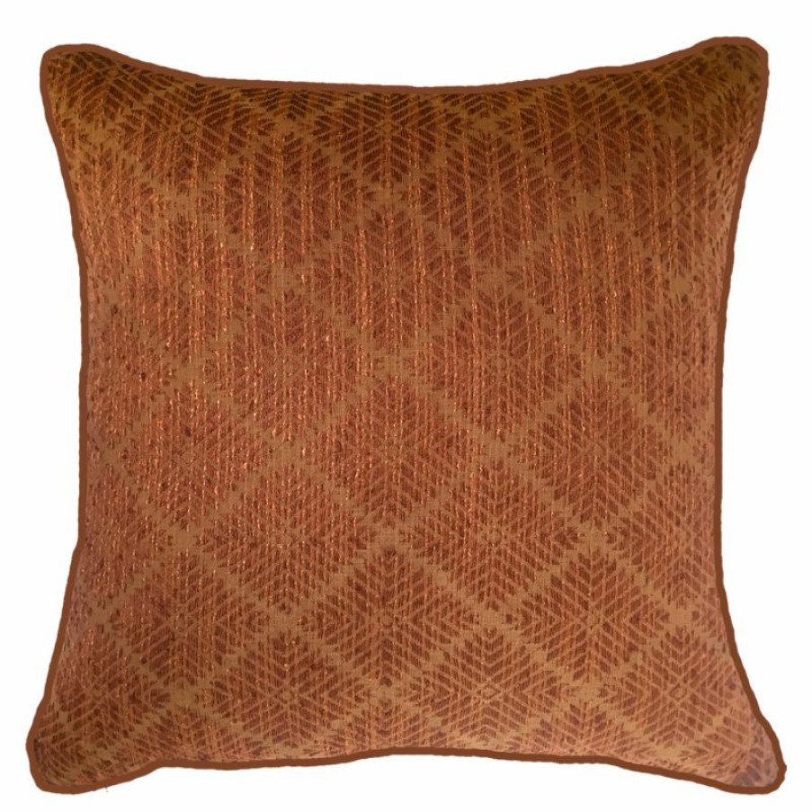 Furnishings * | Bandhini Weave Phulkari Rust Cushion Cushion 55X55Cm Affordable Price