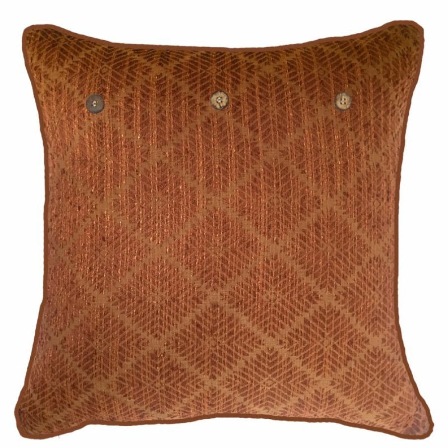 Furnishings * | Bandhini Weave Phulkari Rust Cushion Cushion 55X55Cm Affordable Price