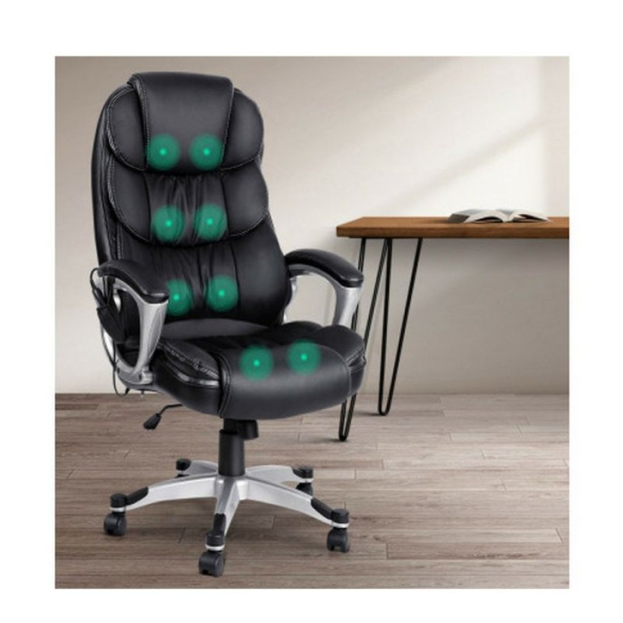 Furnishings * | Home Office Design 8 Point Pu Reclining Massage Chair Blac Affordable Price