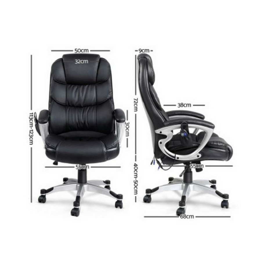 Furnishings * | Home Office Design 8 Point Pu Reclining Massage Chair Blac Affordable Price