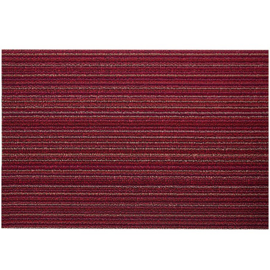 Furnishings * | Chilewich Skinny Stripe Indoor/Outdoor Mat Raspberry Top Selling