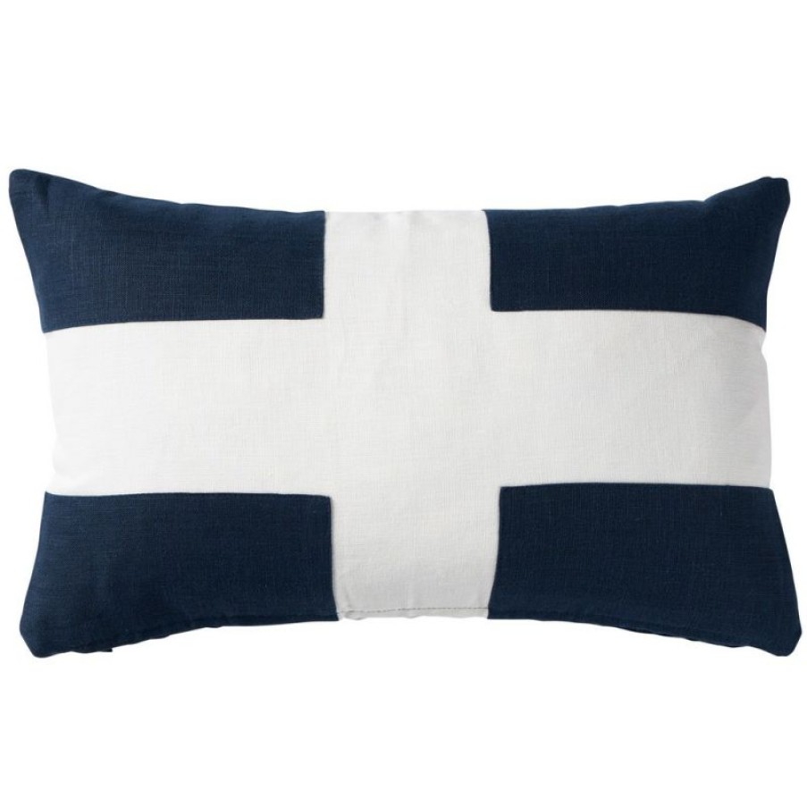 Furnishings * | Paloma Linen Riva Navy Cushion 30X50Cm Affordable Price