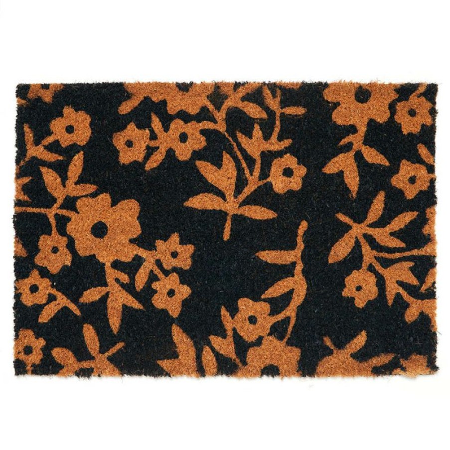 Furnishings * | Coastal Home Navy Floral Coir Mat W/Pvc 40X60Cm Cut Price