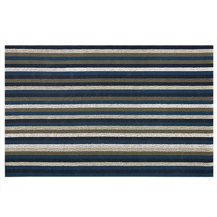 Furnishings * | Chilewich Even Stripe Indoor/Outdoor Mat Large Marine Opening Sales