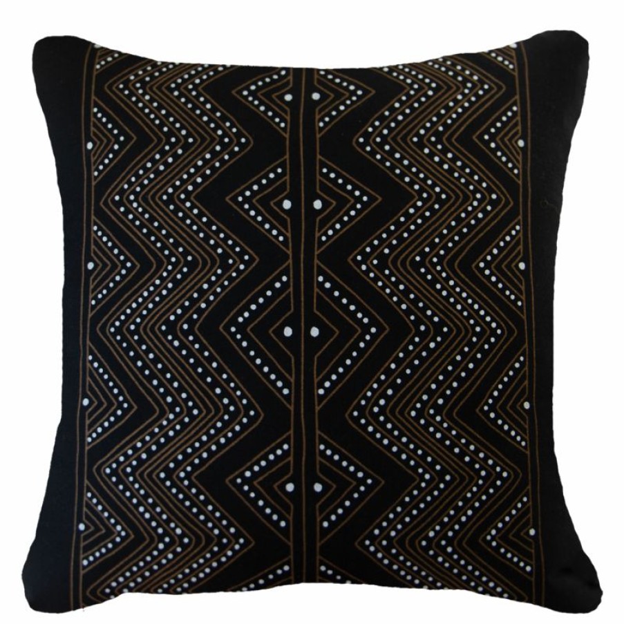 Furnishings * | Bandhini Dreamtime Zig Zag Stripe Black Cushion 55X55Cm Less Expensive