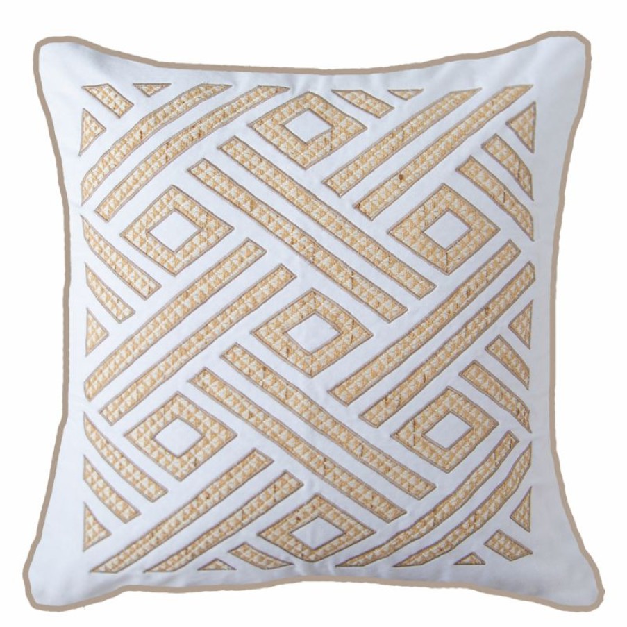 Furnishings * | Bandhini Shoowa Panel White Cushion 55X55Cm New Collections