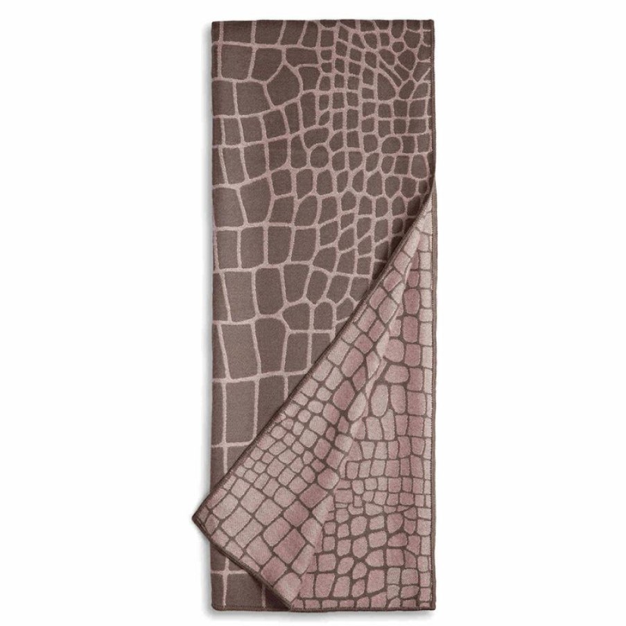 Furnishings * | L'Objet Crocodile Jacquard Throw Mauve & Taupe Best Quality