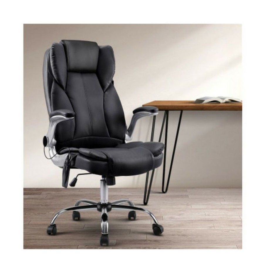 Furnishings * | Home Office Design 8 Point Pu Massage Chair Black On Sale