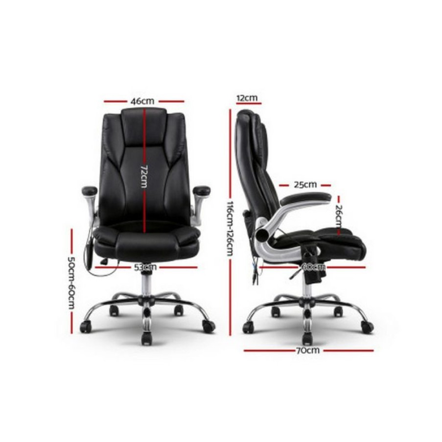 Furnishings * | Home Office Design 8 Point Pu Massage Chair Black On Sale