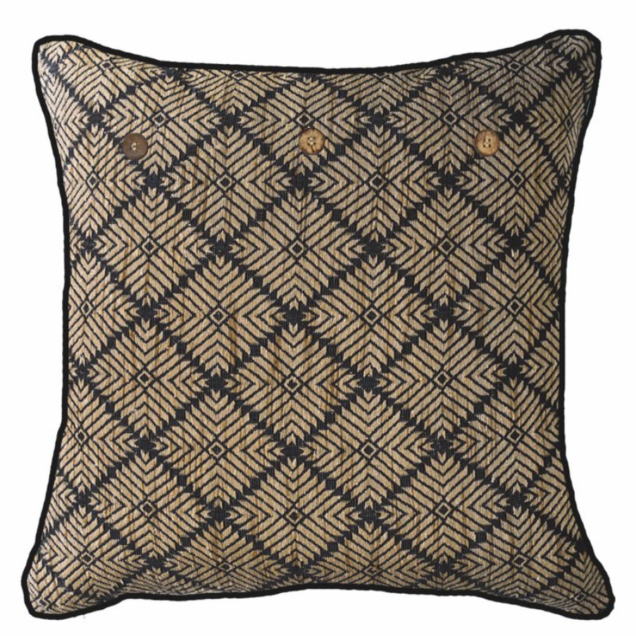 Furnishings * | Bandhini Weave Phulkari Black Cushion Cushion 55X55Cm Nice Style