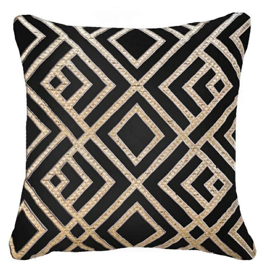 Furnishings * | Bandhini Shoowa Arrow Black Cushion 55X55Cm Fascinating Model