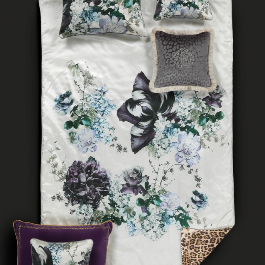 Furnishings * | Roberto Cavalli Floris Silk Throw Blue/Leopard 130X180Cm Fascinating Model