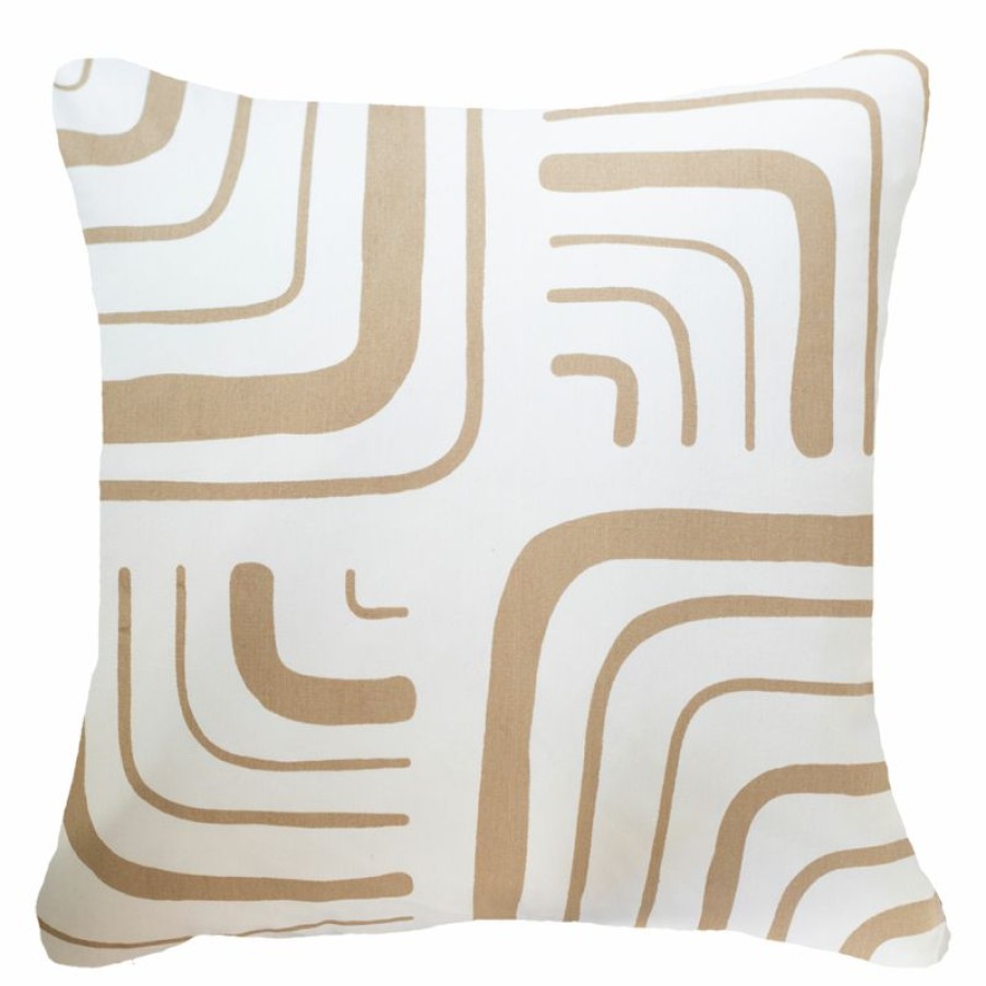 Furnishings * | Bandhini Para Angle White And Beige Cushion 55X55Cm Cheaper