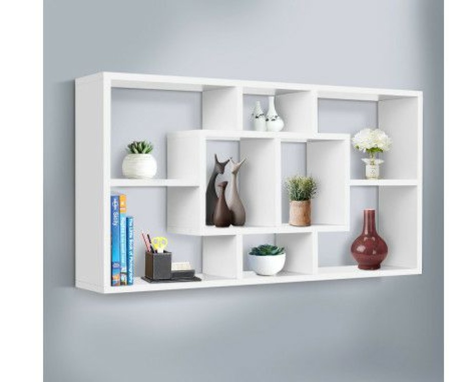 Furnishings * | Home Office Design Floating Wall Shelf Diy Rack White Cut Price