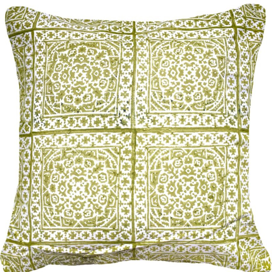 Furnishings * | Bandhini Kilim Repeat Block Print Sage Cushion 55X55Cm New Collections