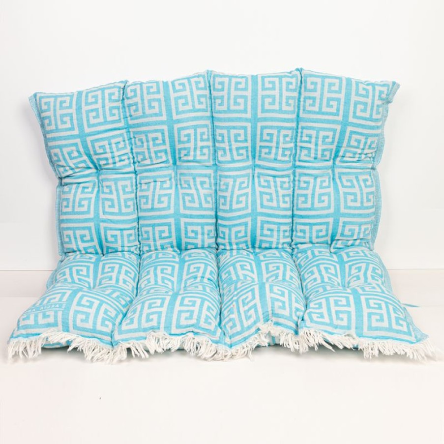 Furnishings * | Aelia Anna Pillow Meandros Turquoise 85X85Cm Promotions