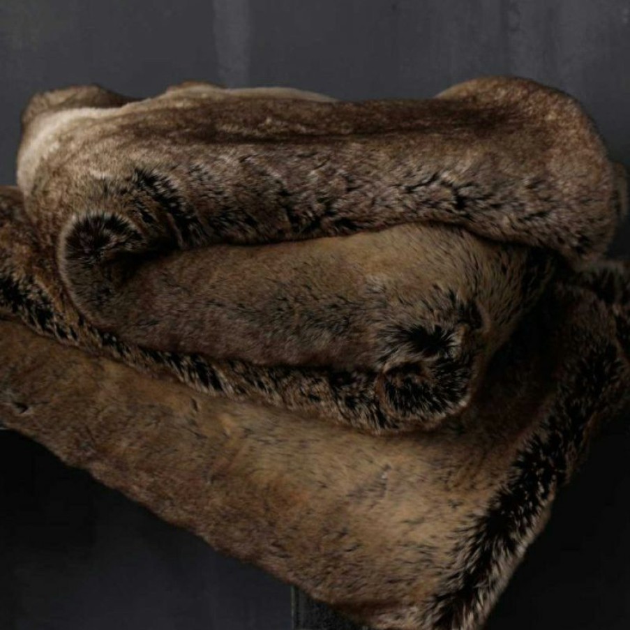 Furnishings * | Mm Linen Snug Faux Fur Throw Chocolate 150 180 On Sale