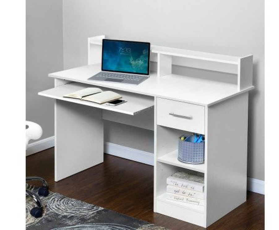 Furnishings * | Home Office Design Desk With Storage White Opening Sales