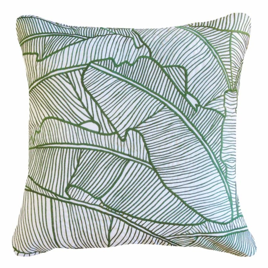 Furnishings * | Bandhini Rake Palm Emerald Cushion 55X55Cm Less Expensive