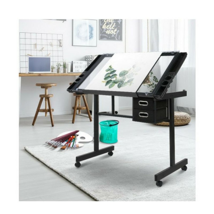 Furnishings * | Home Office Design Adjustable Drawing Desk Black/Grey Discounts Online