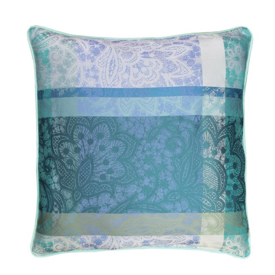 Furnishings * | Garnier-Thiebaut Cushion Cover Dentelles Turquoise 40X40Cm Less Expensive