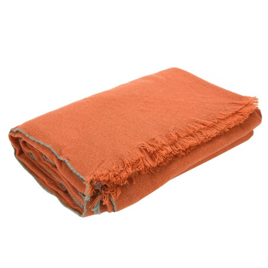 Furnishings * | Teixidors Jazz Plaid Cashmere Throw Rug Coral Best Quality