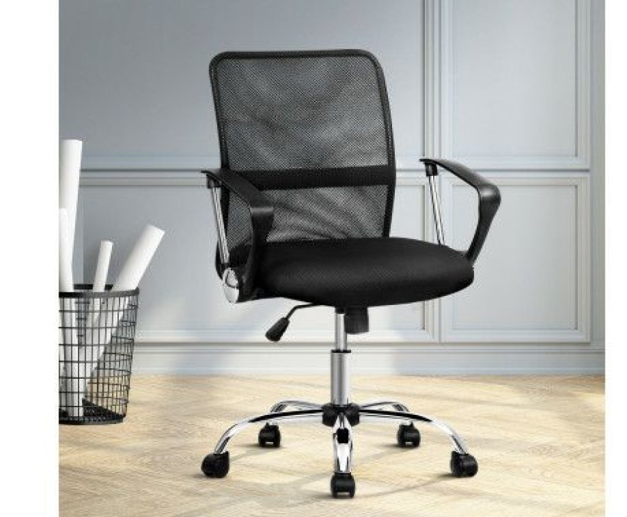 Furnishings * | Home Office Design Mesh Chair Mid Back Black Excellent