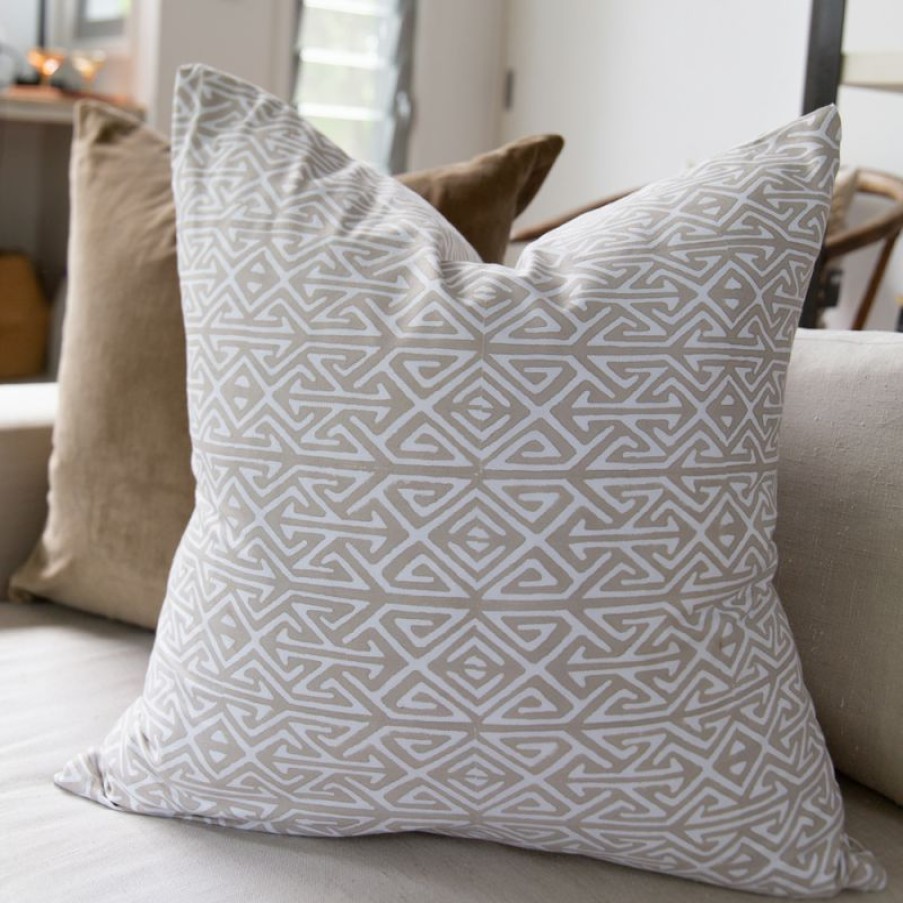 Furnishings * | Bandhini Arrow Print Natural Cushion 55X55Cm New Collections