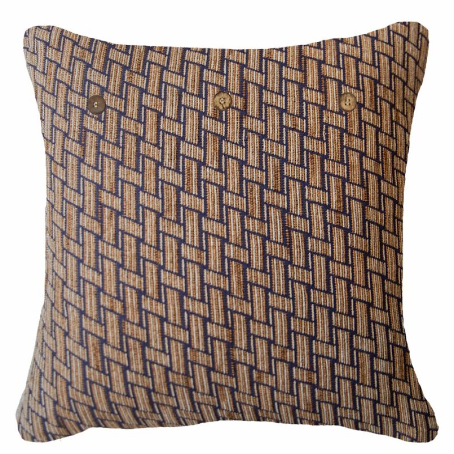 Furnishings * | Bandhini Weave Bamboo Navy Cushion 55X55Cm Cheaper