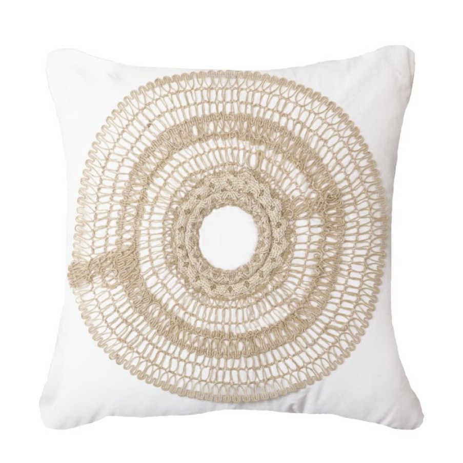 Furnishings * | Bandhini African Armour White Cushion 50X50Cm Best Quality