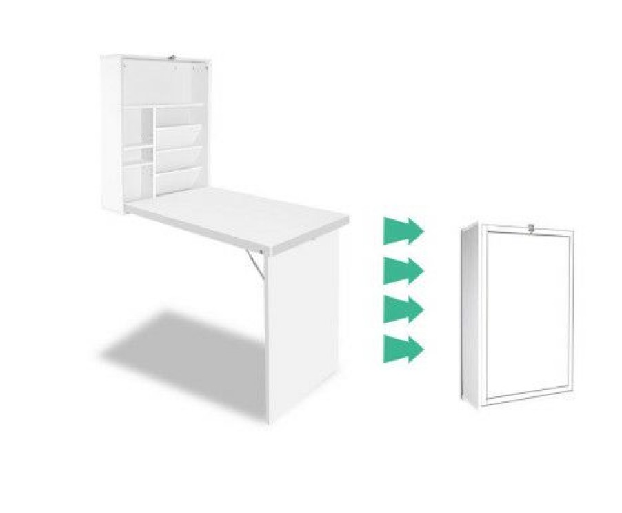 Furnishings * | Home Office Design Foldable Desk With Bookshelf White Affordable Price