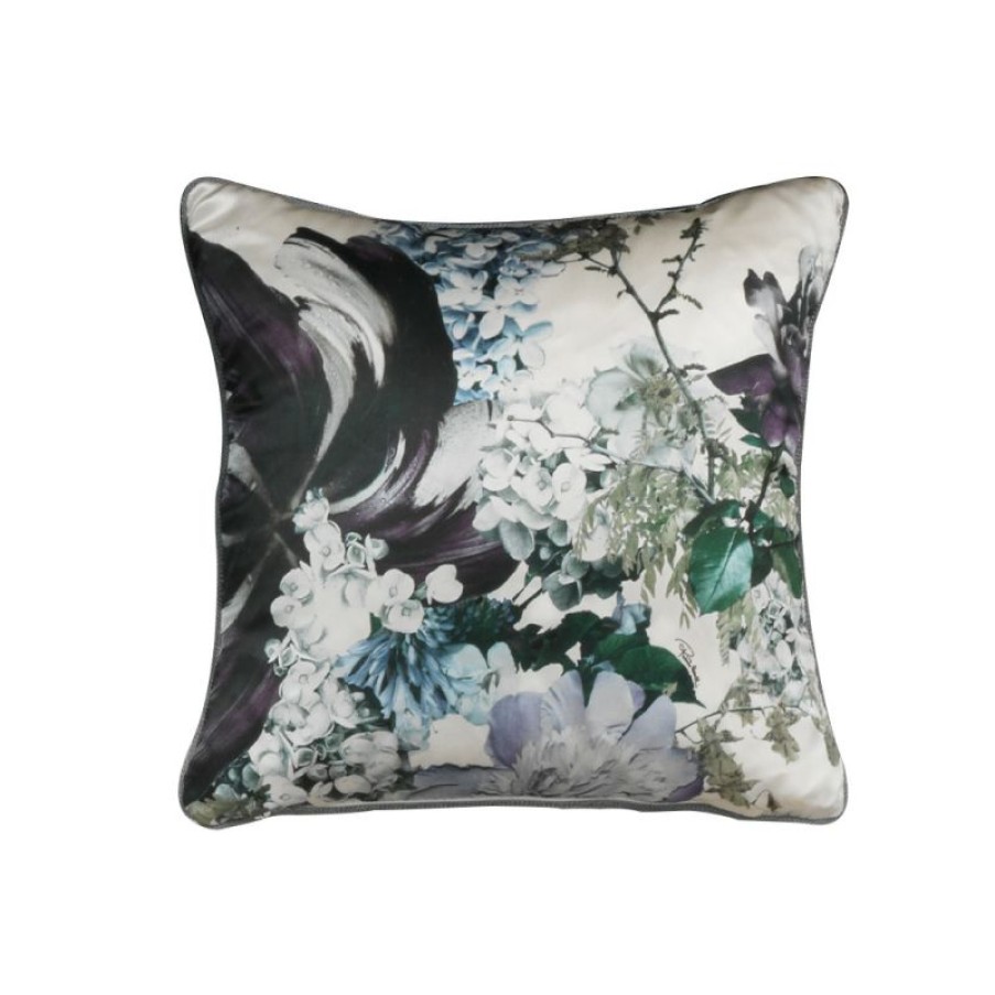 Furnishings * | Roberto Cavalli Floris Silk Cushion Blue/Leopard 40X40Cm Fascinating Model