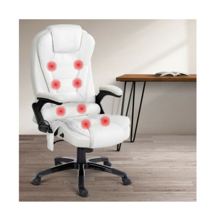 Furnishings * | Home Office Design 8 Point Reclining Massage Chair White Opening Sales