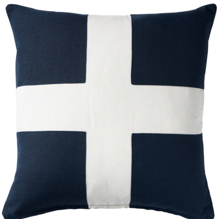 Furnishings * | Paloma Linen Riva Navy Cushion 50X50Cm Top Selling