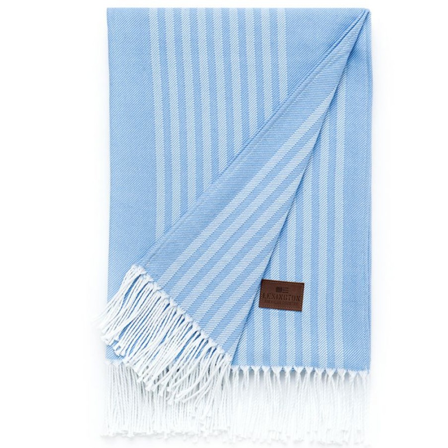 Furnishings * | Lexington Striped Cotton Throw Blue 130X170Cm Store