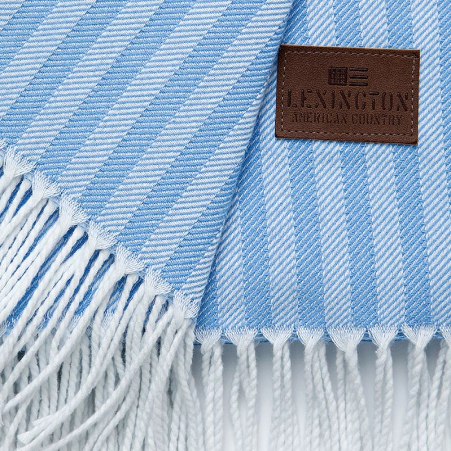 Furnishings * | Lexington Striped Cotton Throw Blue 130X170Cm Store