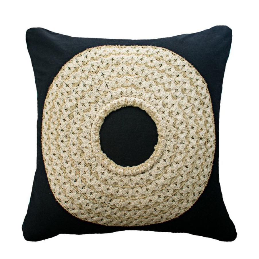 Furnishings * | Bandhini African Badge Black Cushion 50X50Cm Simple Drawing