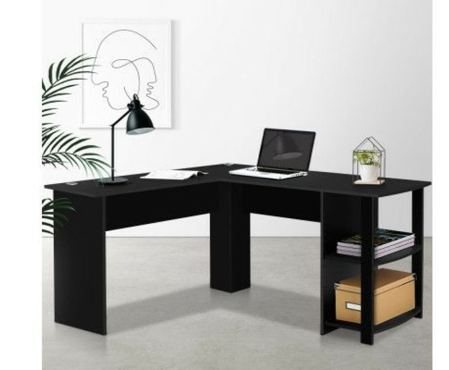 Furnishings * | Home Office Design Desk Corner L-Shape Black Fire Sale