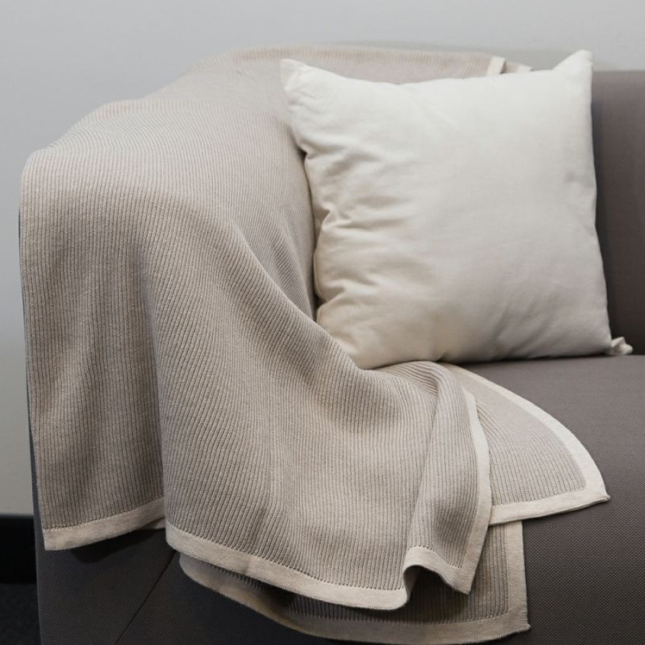 Furnishings * | Bemboka Pure Cotton Frame Throw Wheat & Sand Nice Style