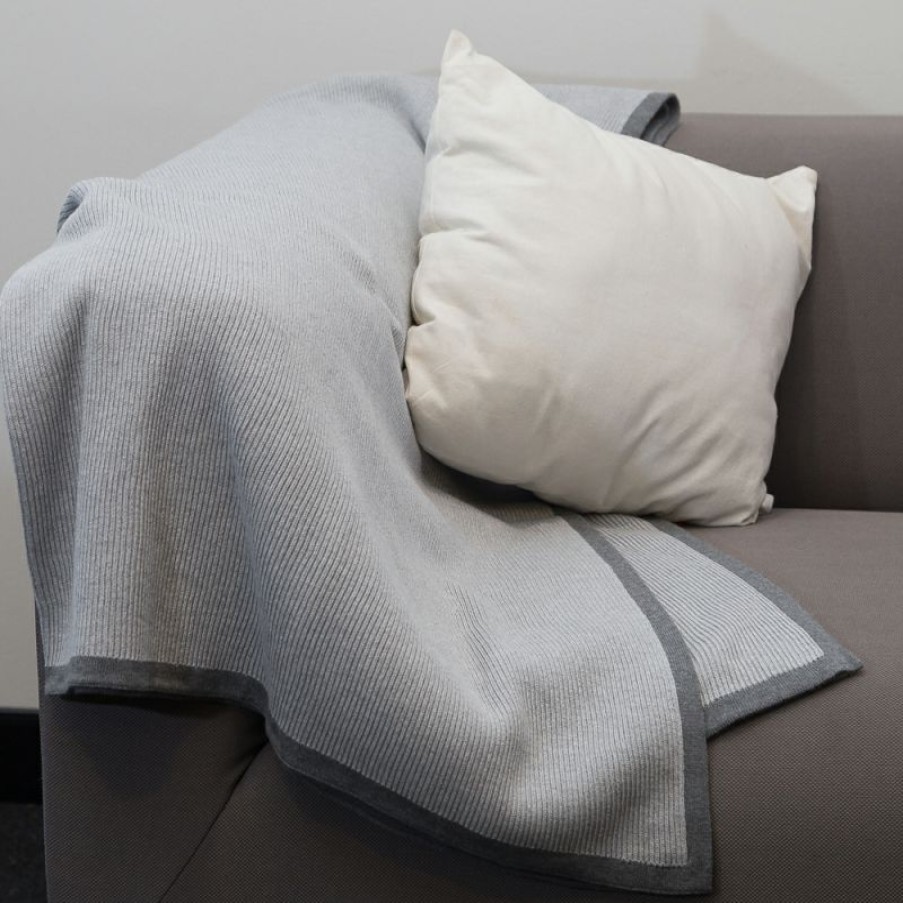 Furnishings * | Bemboka Pure Cotton Frame Throw Dove & Grey Nice Style