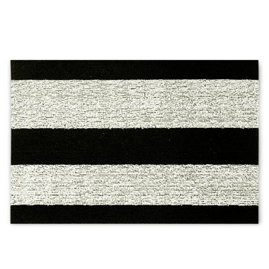 Furnishings * | Chilewich Bold Stripe Shag Doormat Black & White Small At Low Price