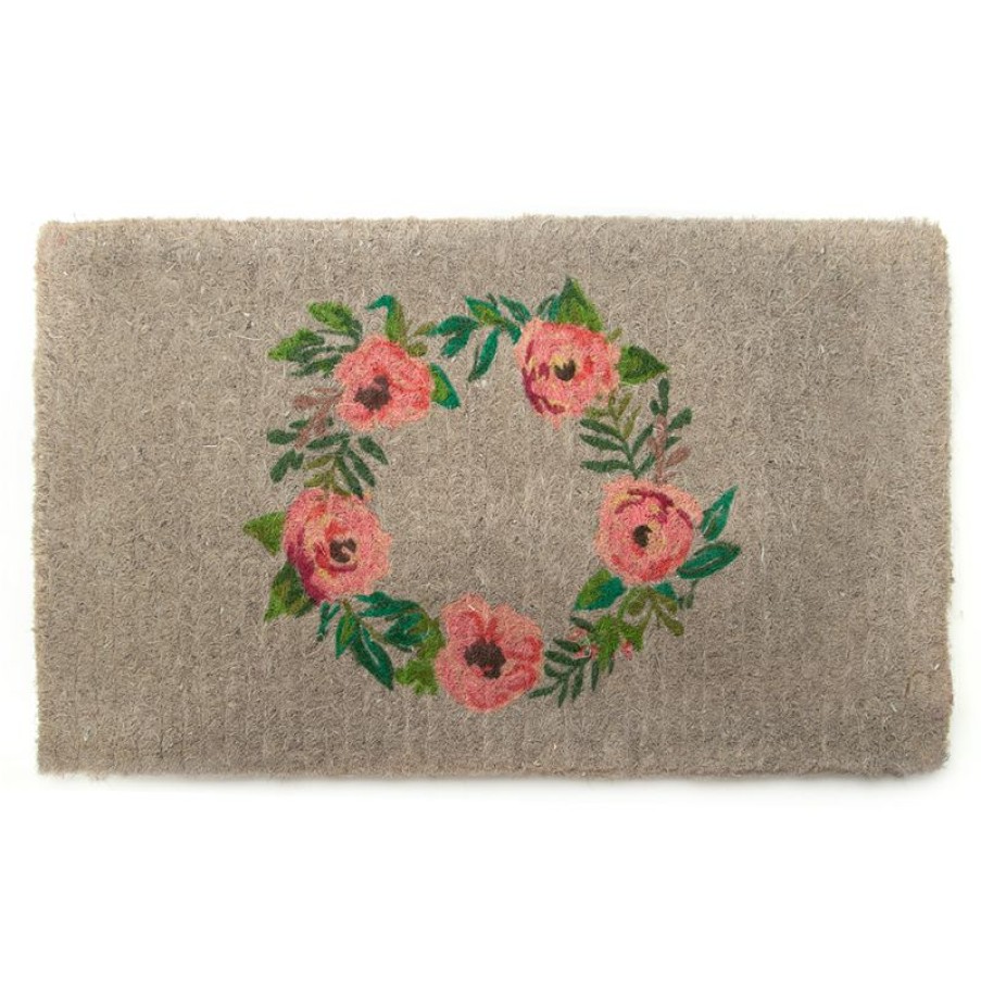 Furnishings * | Doormat Designs Rose Wreath Doormat Less Expensive