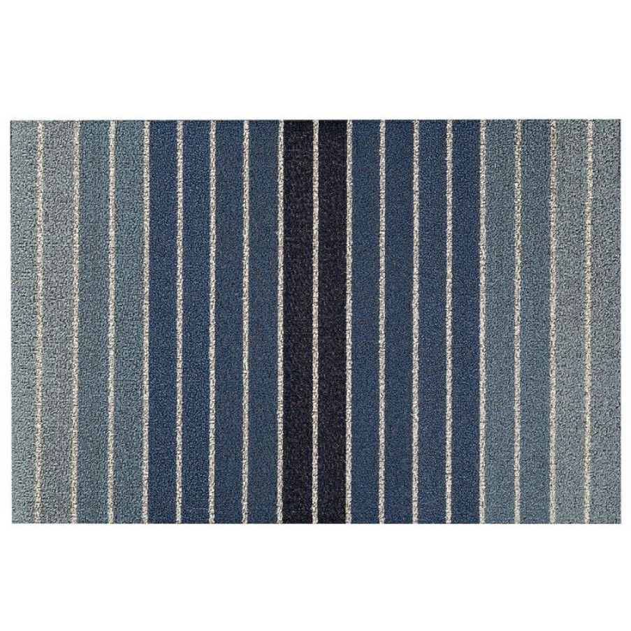 Furnishings * | Chilewich Block Stripe Indoor/Outdoor Mat Denim 61X91Cm Clearance