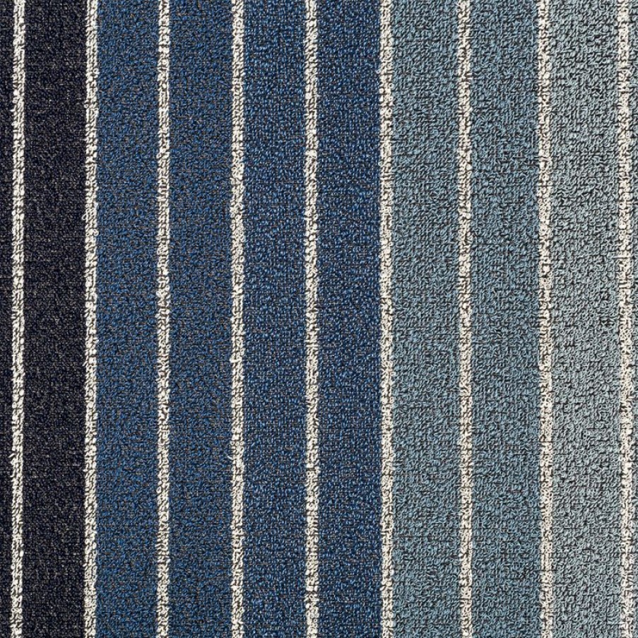 Furnishings * | Chilewich Block Stripe Indoor/Outdoor Mat Denim 61X91Cm Clearance