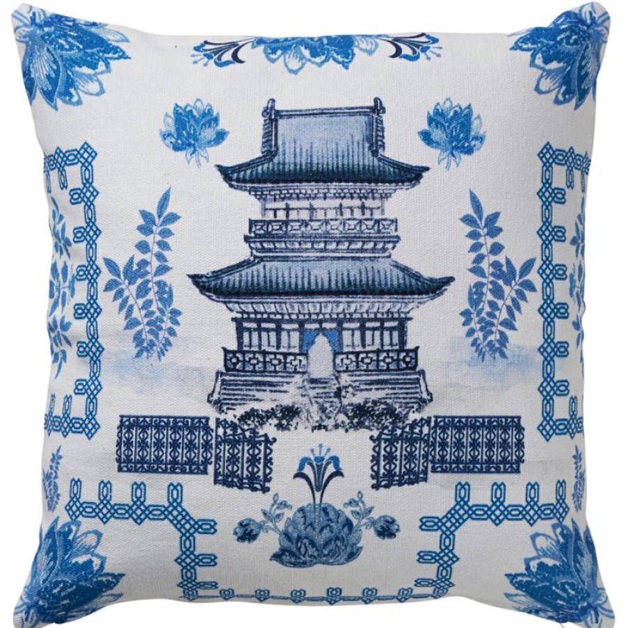 Furnishings * | Paloma Oriental House Cushion Blue & White 50X50Cm Simple Drawing