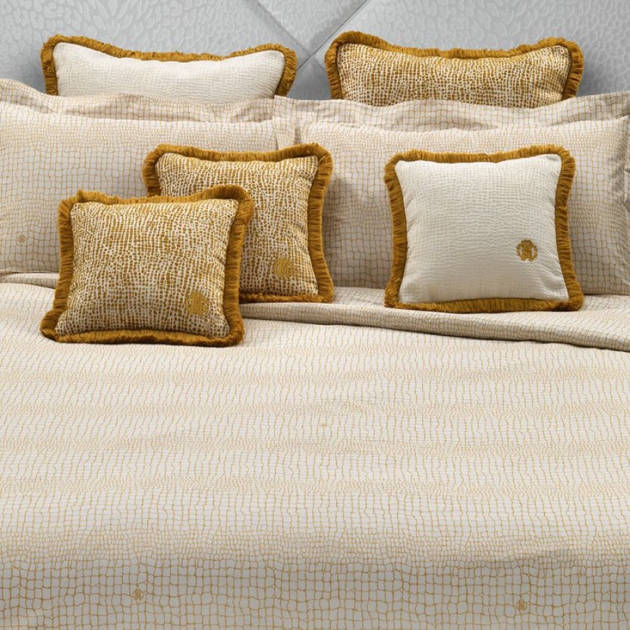 Furnishings * | Roberto Cavalli Skin Velvet Cushion Gold 60X60Cm Affordable Price