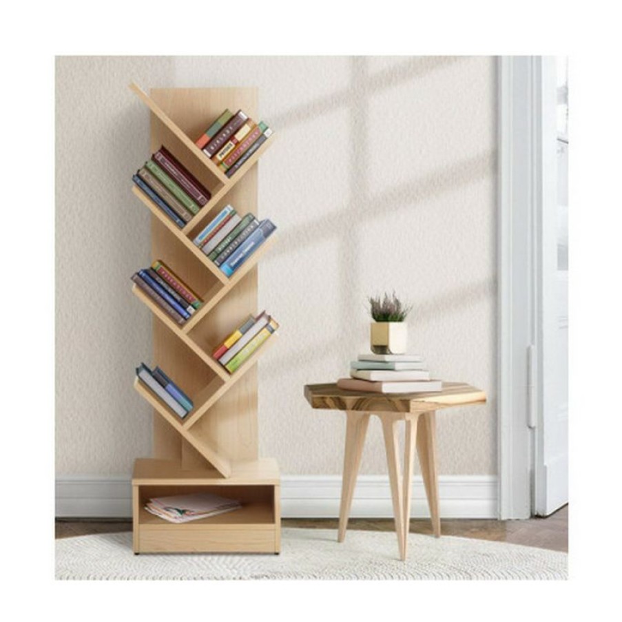 Furnishings * | Home Office Design 7-Shelf Tree Book Storage Rack Natural Nice Style