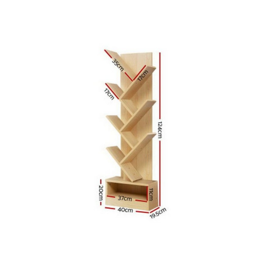 Furnishings * | Home Office Design 7-Shelf Tree Book Storage Rack Natural Nice Style