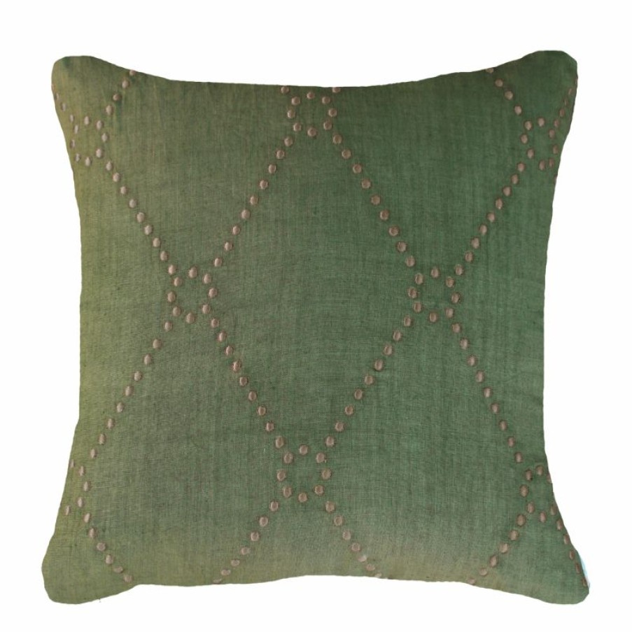 Furnishings * | Bandhini Dot Diamond Sage Cushion 50X50Cm Fascinating Model